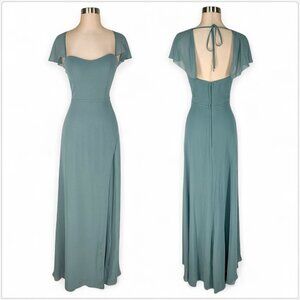 Morilee Mori Lee Deep Sea Chiffon Flutter Sleeve Gown Dress Bridesmaid NWT New 4